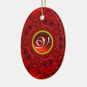 RODE DAHLIA ROBIJN MONOGRAM KERAMISCH ORNAMENT (Links)