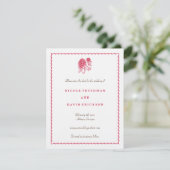 Rode dahlia save the date trouw aankondiging (Staand voorkant)