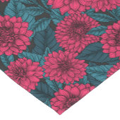 Rode Dahlia tuin/blauwe bladeren Korte Tafelloper (Hoek)