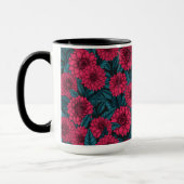 Rode Dahlia tuin/blauwe bladeren Mok (Links)