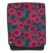 Rode Dahlia tuin/blauwe bladeren Rugtassen (Voorkant)