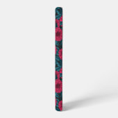 Rode Dahlia tuin/blauwe bladeren Samsung Galaxy Hoesje (Linkerkant)