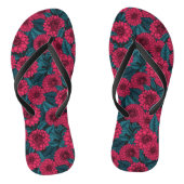 Rode Dahlia tuin/blauwe bladeren Teenslippers (Voetbed)