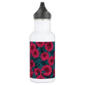 Rode Dahlia tuin/blauwe bladeren Waterfles (Rechts)