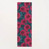 Rode Dahlia tuin/blauwe bladeren Yogamat (Voorkant)