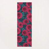 Rode Dahlia tuin/blauwe bladeren Yogamat (Achterkant)