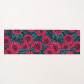 Rode Dahlia tuin/blauwe bladeren Yogamat (Voorkant (horizontaal))