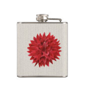 Rode Dahlia Waterverf Illustratie Heupfles (Achterkant)