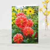 Rode Dahlias Kaart (Gele Bloem)