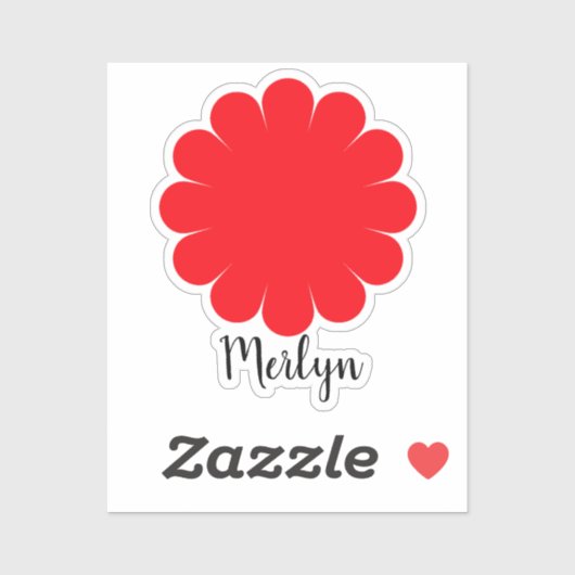 Rode Daisy Bloem Bloem Aangepaste Naam Kleurrijk Sticker (Vel)