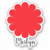 Rode Daisy Bloem Bloem Aangepaste Naam Kleurrijk Sticker (Voorkant)