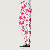 Rode daisy bloemen retro achtergrond zomer leggings (Links)