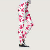 Rode daisy bloemen retro achtergrond zomer leggings (Rechts)