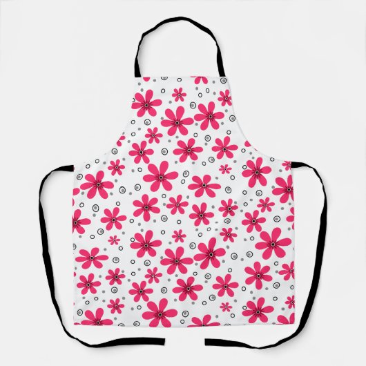 Rode daisy bloemen retro achtergrond zomer schort (Voorkant)