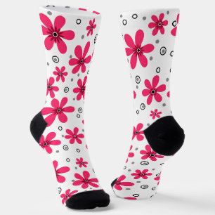 Rode daisy bloemen retro achtergrond zomer sokken
