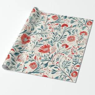 Rode Daisy Bloempatroon - Botanisch Cadeaupapier
