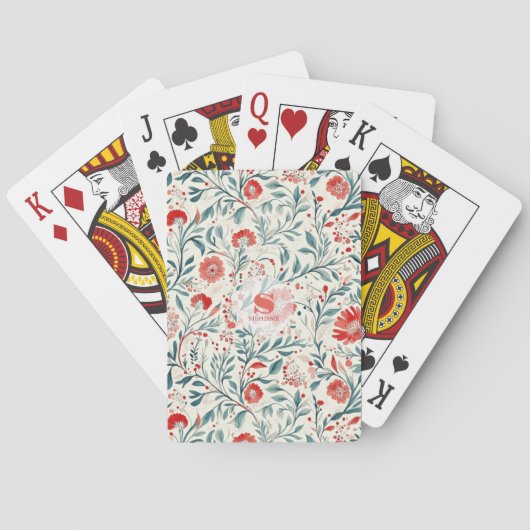 Rode Daisy Bloempatroon - Botanisch Pokerkaarten (Achterkant)