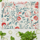  Rode Daisy Bloempatroon - Botanisch Theedoek (Gevouwen)