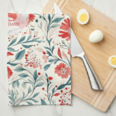  Rode Daisy Bloempatroon - Botanisch Theedoek (Quarter Fold)