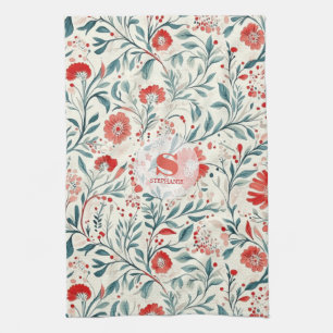  Rode Daisy Bloempatroon - Botanisch Theedoek