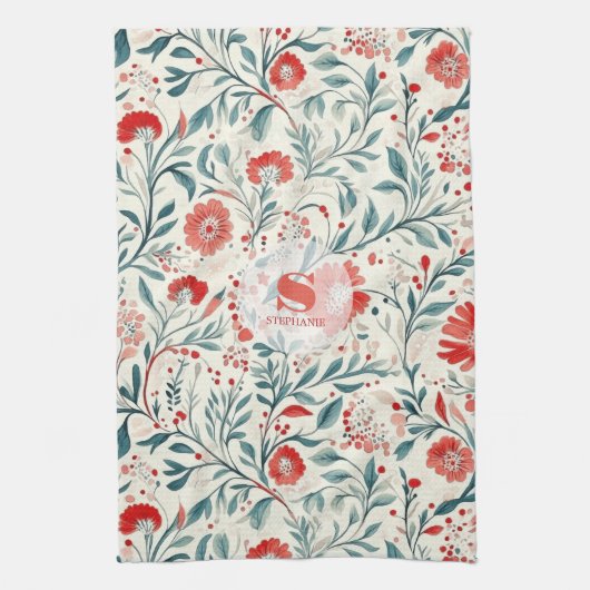  Rode Daisy Bloempatroon - Botanisch Theedoek (Verticaal)