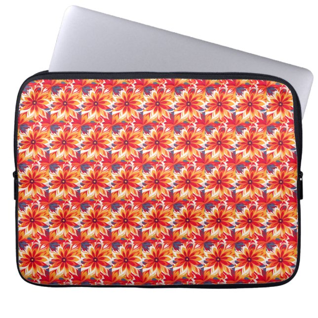 Rode Daisy BOHO Moderne Tegel Laptop Sleeve (Voorkant)
