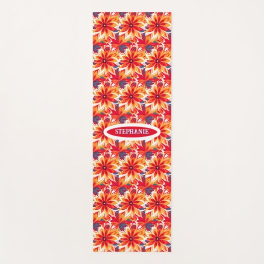 Rode Daisy BOHO Moderne Tegel Yogamat (Voorkant)