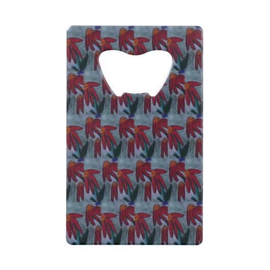 Rode Daisy flesopener Creditkaart Flessenopener (Voorkant)