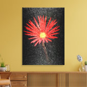 Rode Daisy op zwarte achtergrond | Abstracte schil Canvas Afdruk (Insitu (Woonkamer))