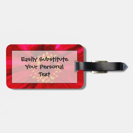 Rode Daisy-ventilator met gele pollen Abstract Bagagelabel (Achterkant horizontaal)