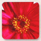 Rode Daisy-ventilator met gele pollen Abstract Bier Onderzetter (Voorkant)