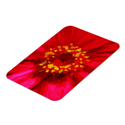 Rode Daisy-ventilator met gele pollen Abstract Magneet (Linkerzijde)