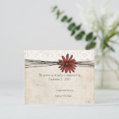  Rode Daisy Wedding RSVP Kaartje (Staand voorkant)
