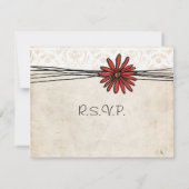  Rode Daisy Wedding RSVP Kaartje (Achterkant)