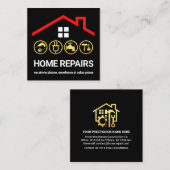 Rode Dak Lijst Handyman Iconen Vierkante Visitekaartje (Voorkant / Achterkant)