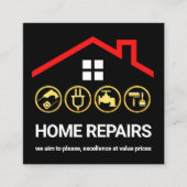 Rode Dak Lijst Handyman Iconen Vierkante Visitekaartje (Voorkant)