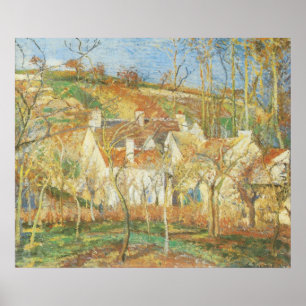 Rode daken, hoek van een dorp, winter door Pissarr Poster