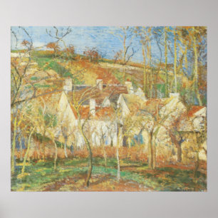 Rode daken, hoek van een dorp, winter door Pissarr Poster