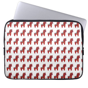 Rode Dala-paard laptophoes Laptop Sleeve
