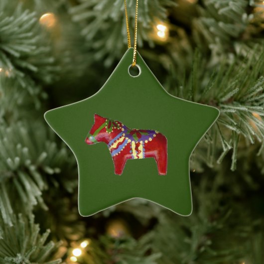 Rode Dala paard # ! Sterornament Keramisch Ornament (Boom)