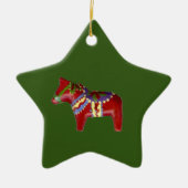 Rode Dala paard # ! Sterornament Keramisch Ornament (Voorkant)