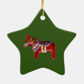 Rode Dala paard # ! Sterornament Keramisch Ornament (Achterkant)