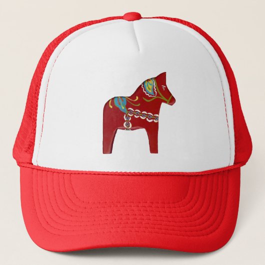 Rode Dala-paardshoed Trucker Pet (Voorkant)
