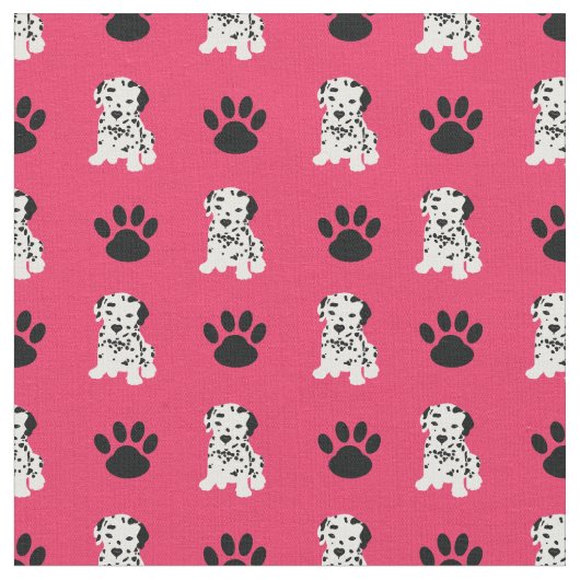 Rode Dalmatische en Paw Dot Fabric Stof (Close Up)