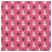 Rode Dalmatische en Paw Dot Fabric Stof (Swatch)