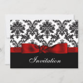 Rode damasbruiloft kaart (Voorkant)