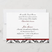 Rode damasbruiloft kaart (Achterkant)