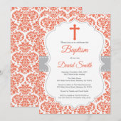 Rode Damascus Kruis Doopsel Uitnodiging (Voorkant / Achterkant)