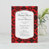 Rode Damask Bruids Douche Uitnodigingen (Staand voorkant)