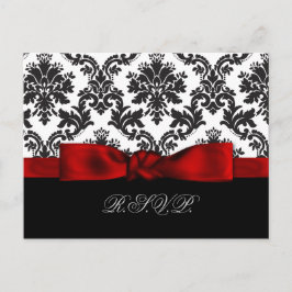 Rode Damask bruiloft RSVP kaarten
